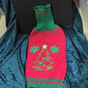 DOG SWEATER Christmas Festive Barking Around The Red/Green With Bells Sz L NWOT